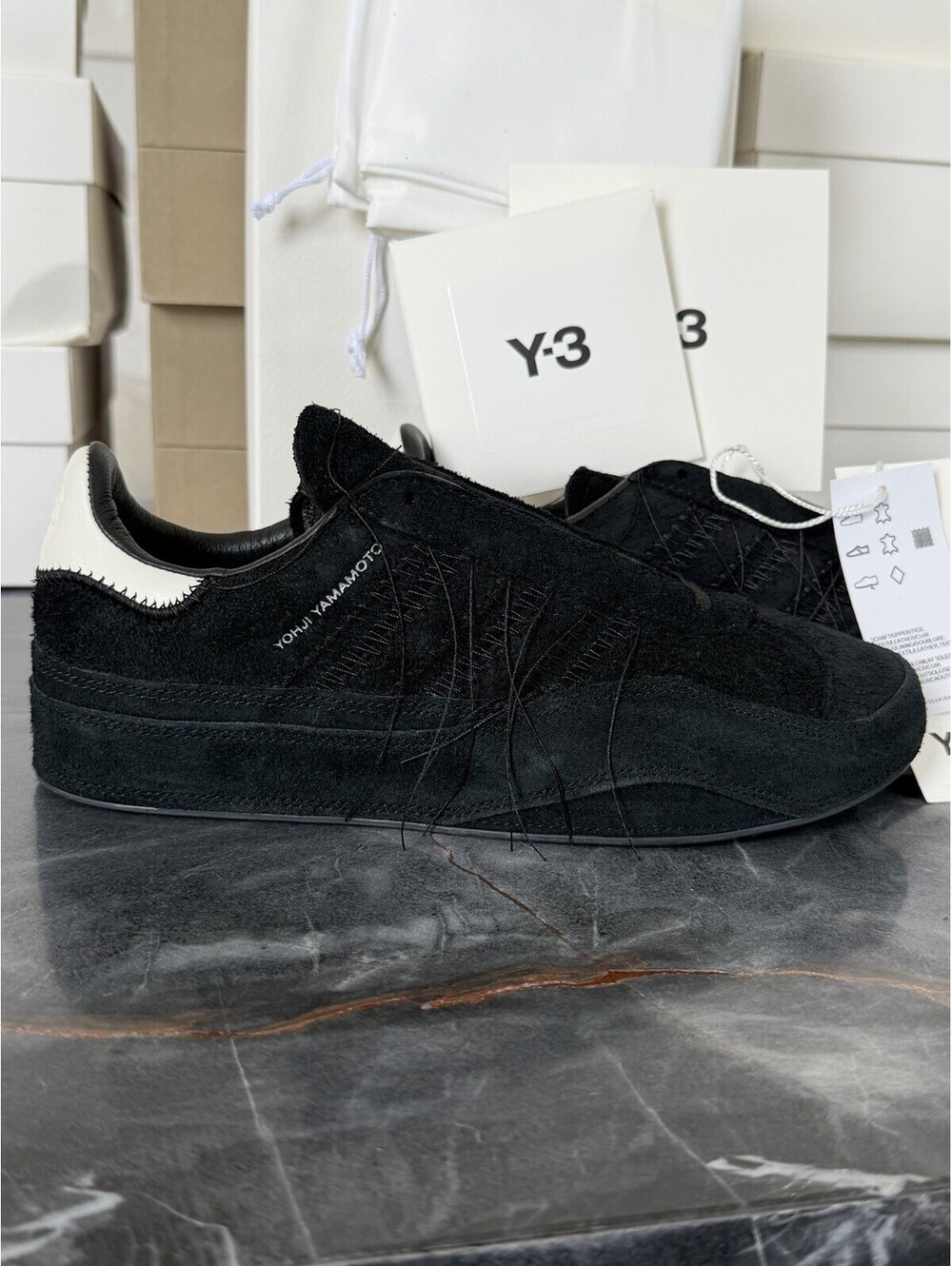 NIB Adidas Y3 Yohji Yamamoto Gazelle Black Suede Sneaker Shoe Superstar 6 FZ6405